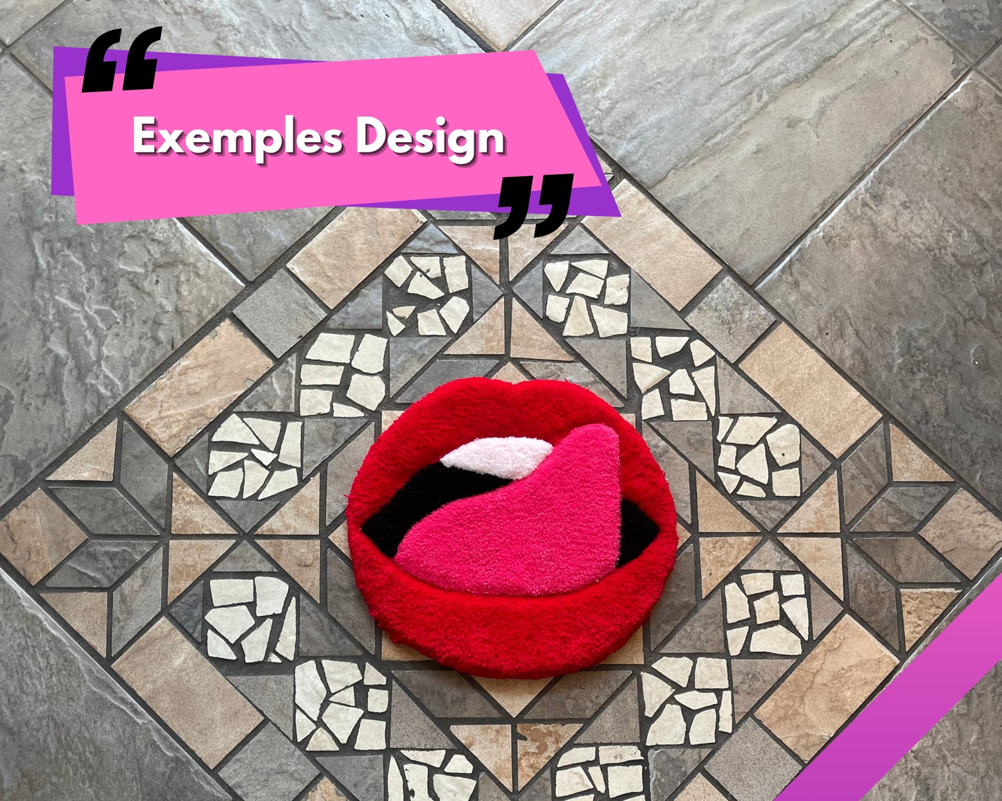 Petit tapis personnalisé aux inspirations glamour représentant des lèvres d'une bouche.