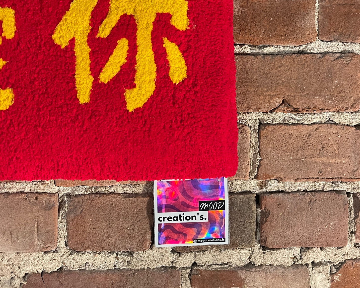 Tapis mural carré « I love you / 我爱你 » aux couleurs du drapeau américain et chinois.