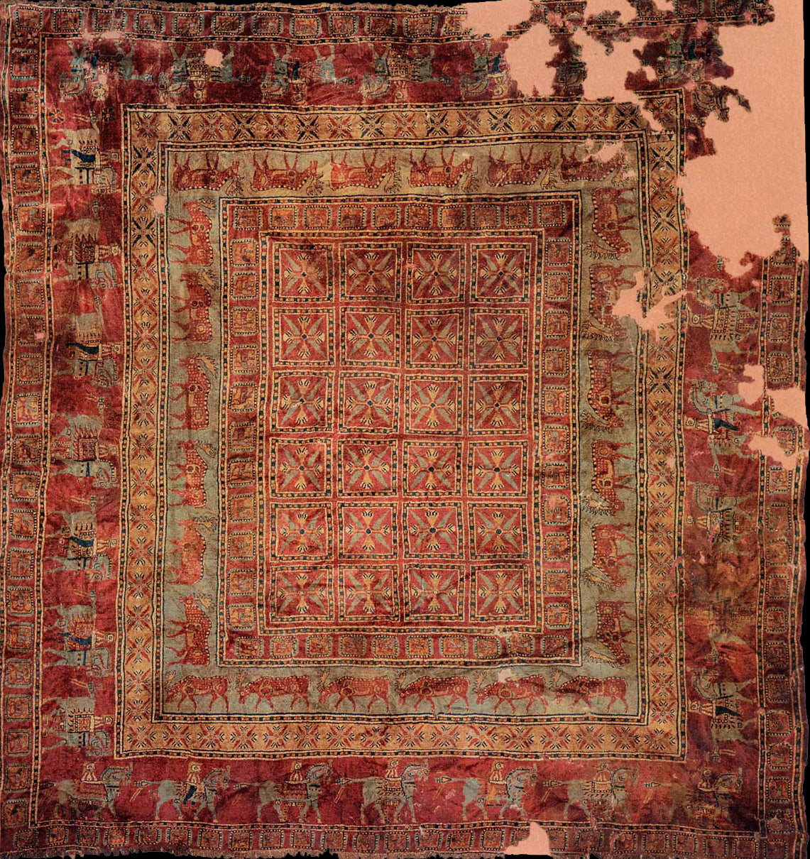 Le tapis Pazyryk le plus vieux tapis tufté à la main du monde d'origine perse.