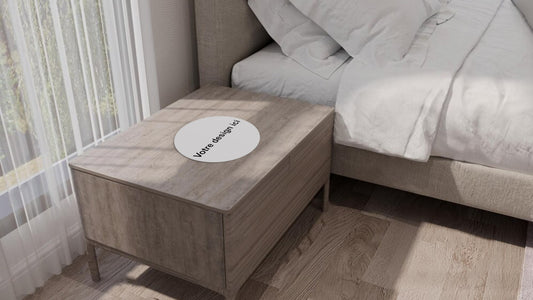 Mini création sur mesure, ce petit tapis de chevet est parfait habiller un petit meuble.