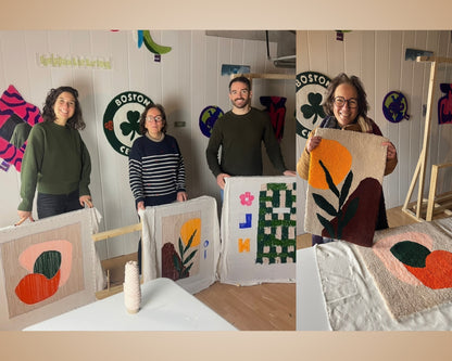 Une famille venu faire une initiation Tufting à mon atelier basé à Toulouse. 